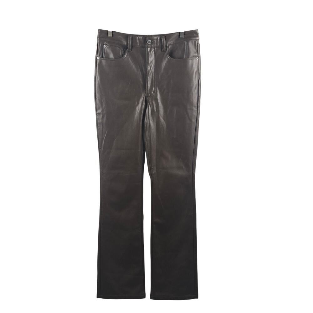 WeWoreWhat Vegan Leather Flare Pant in Brown Size 30